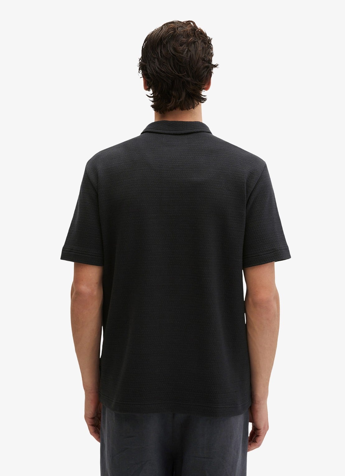 Marc O'Polo Regular fit polo met structuur - achterkant 3 black-0001 / zwart