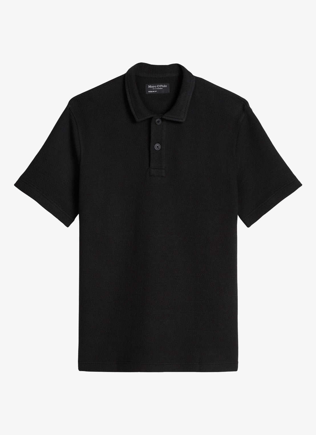 Marc O'Polo Regular fit polo met structuur - voorkant 4 black-0001 / zwart