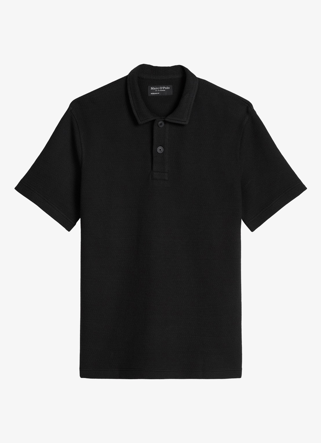 Marc O'Polo Regular fit polo met structuur - voorkant 6 black-0001 / zwart