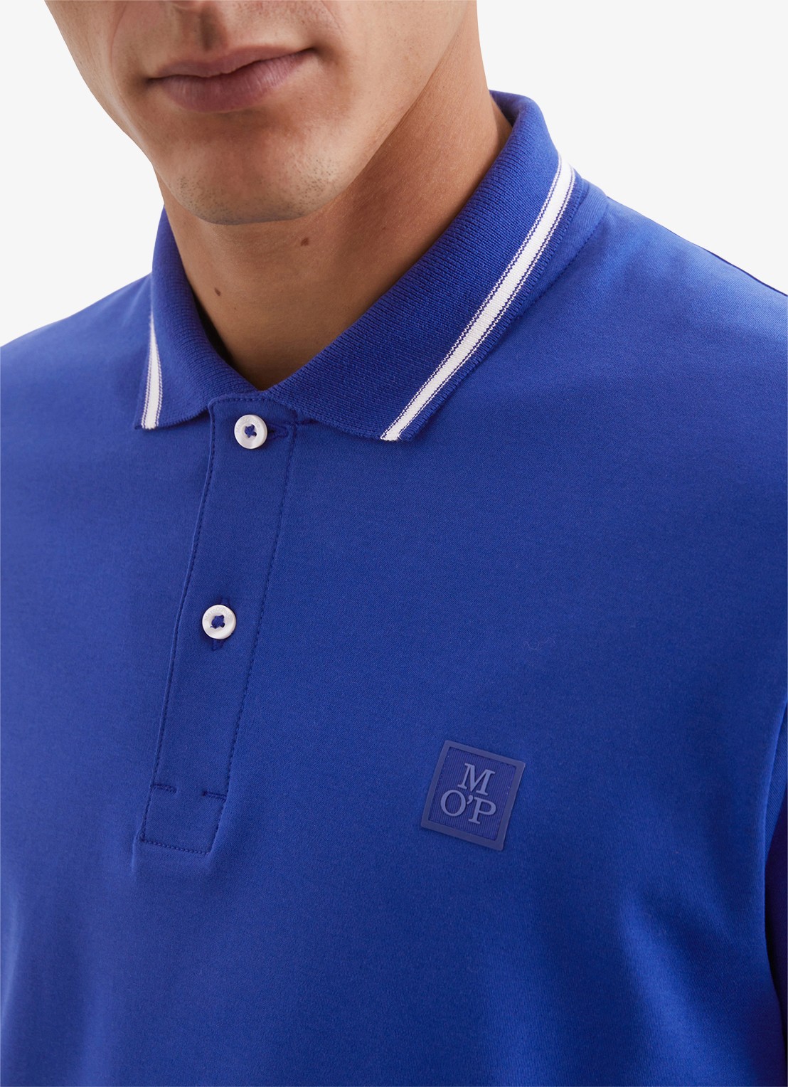 Marc O'Polo Regular fit polo van  katoen - detail 2 gebroken wit