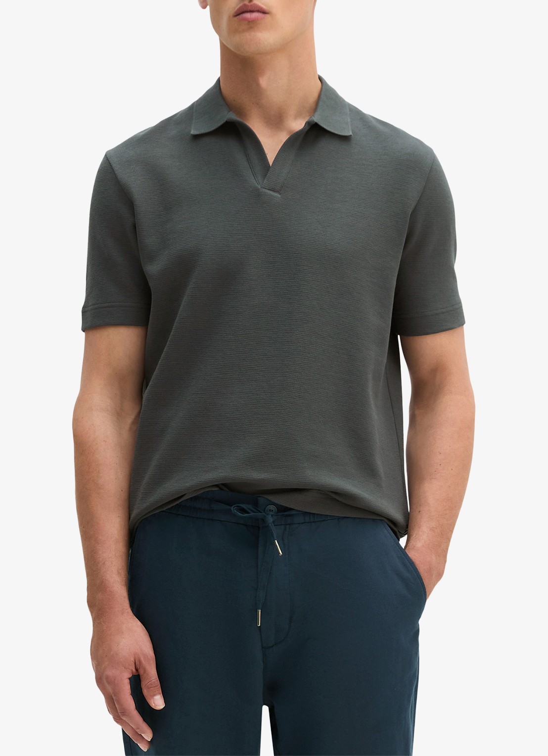 Marc O'Polo Regular fit polo - detail 4 donkergrijs