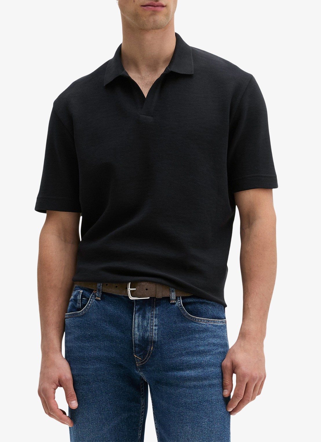 Marc O'Polo Regular fit polo - detail 4 zwart