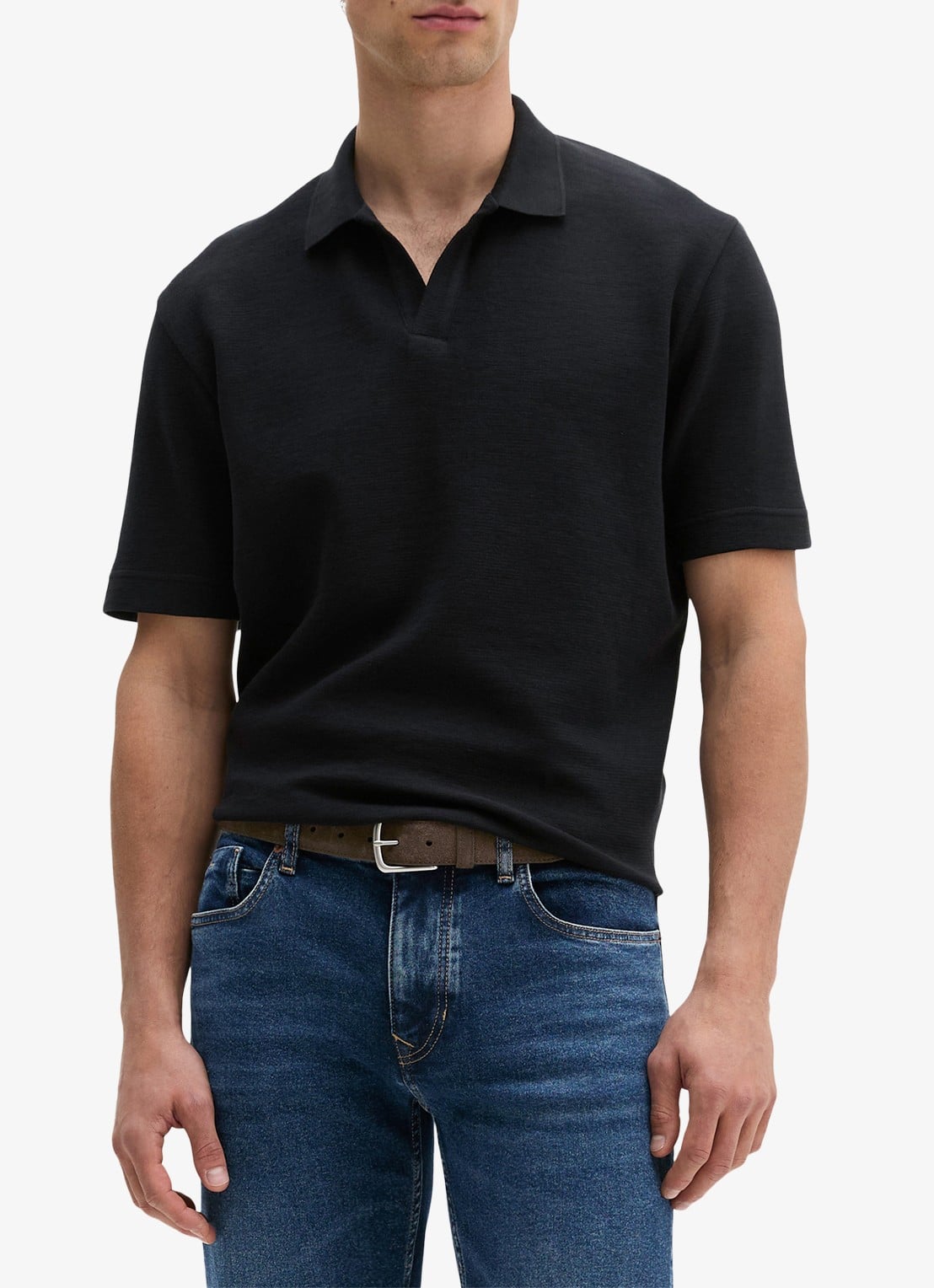 Marc O'Polo Regular fit polo - detail zwart