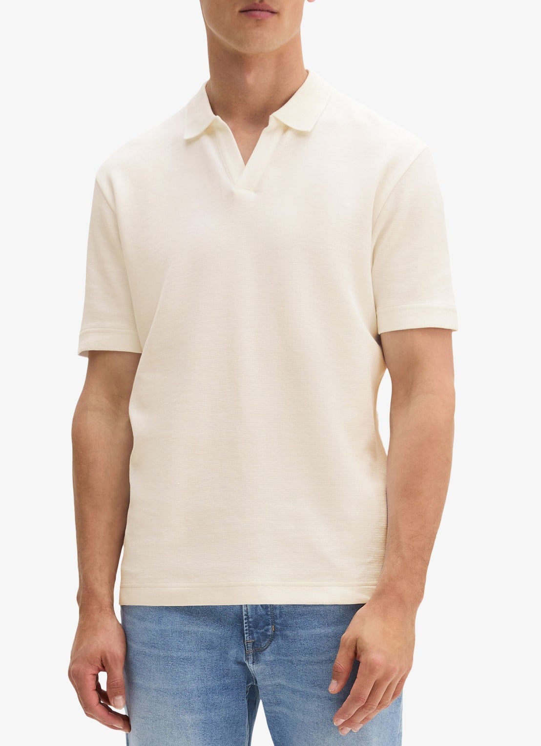 Marc O'Polo Regular fit polo - detail creme