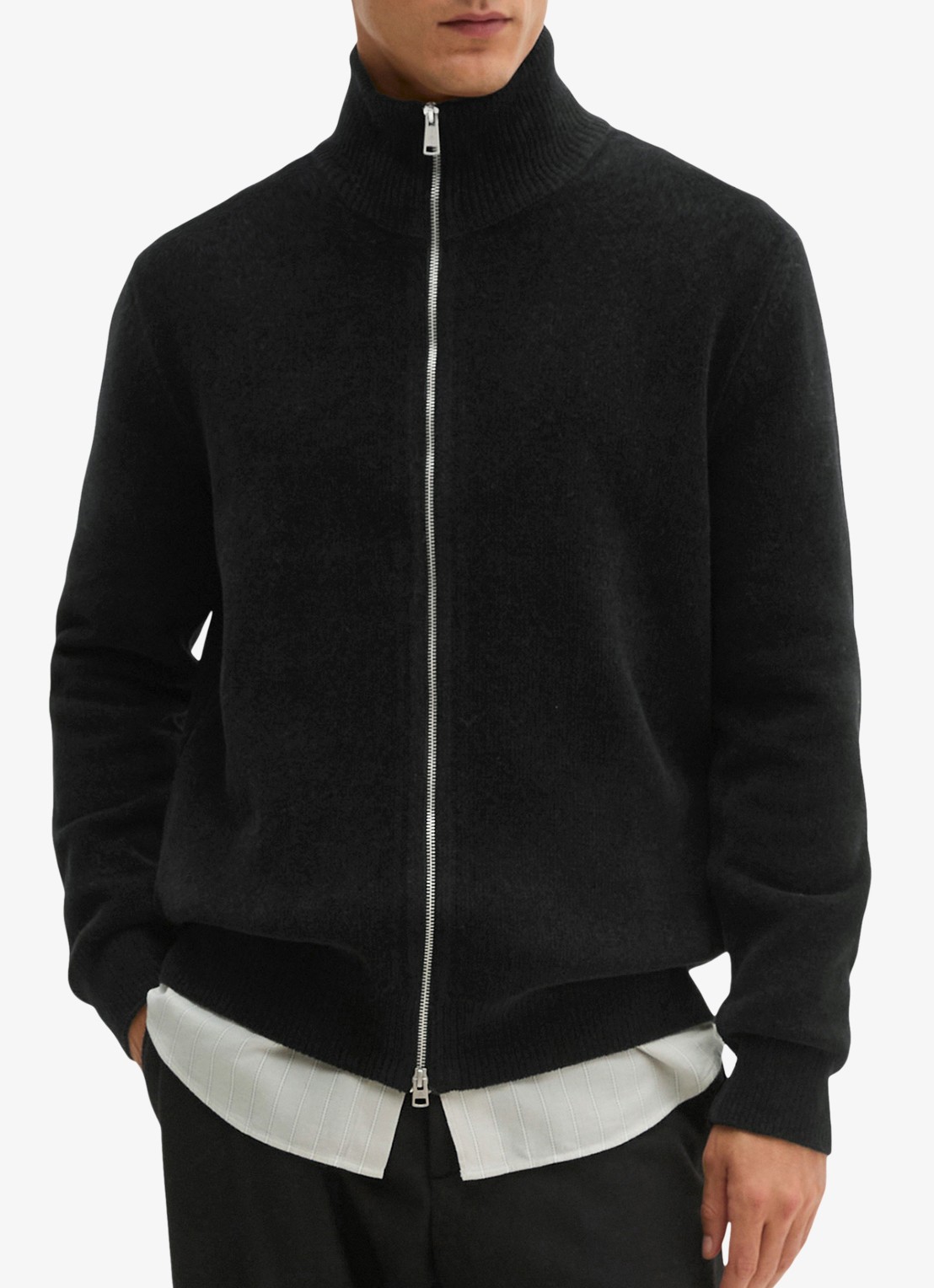 Marc O'Polo Ribgebreid vest met opstaande kraag - detail 3 zwart