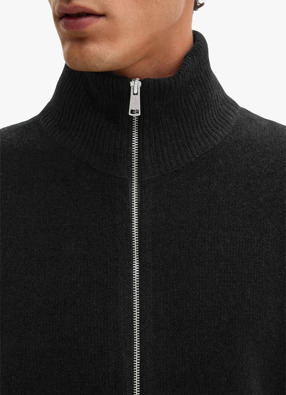 Marc O'Polo Ribgebreid vest met opstaande kraag - detail 4 zwart