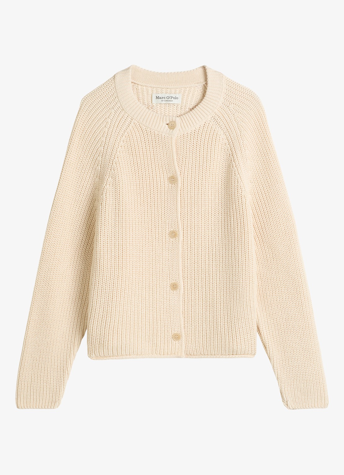 Marc O'Polo Ribgebreid vest van katoen - voorkant creme