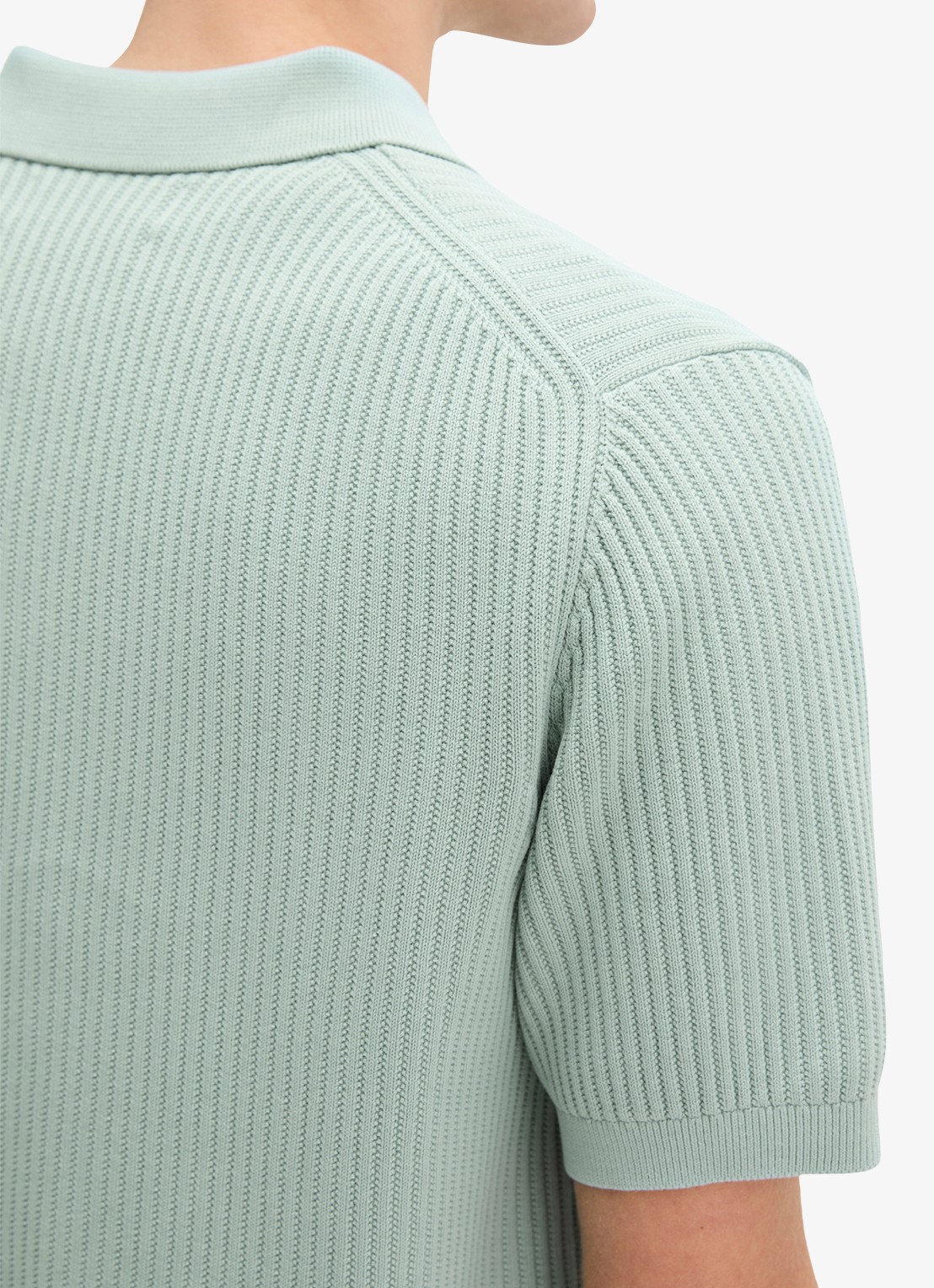 Marc O'Polo Ribgebreide polo  - detail 3 lindegroen
