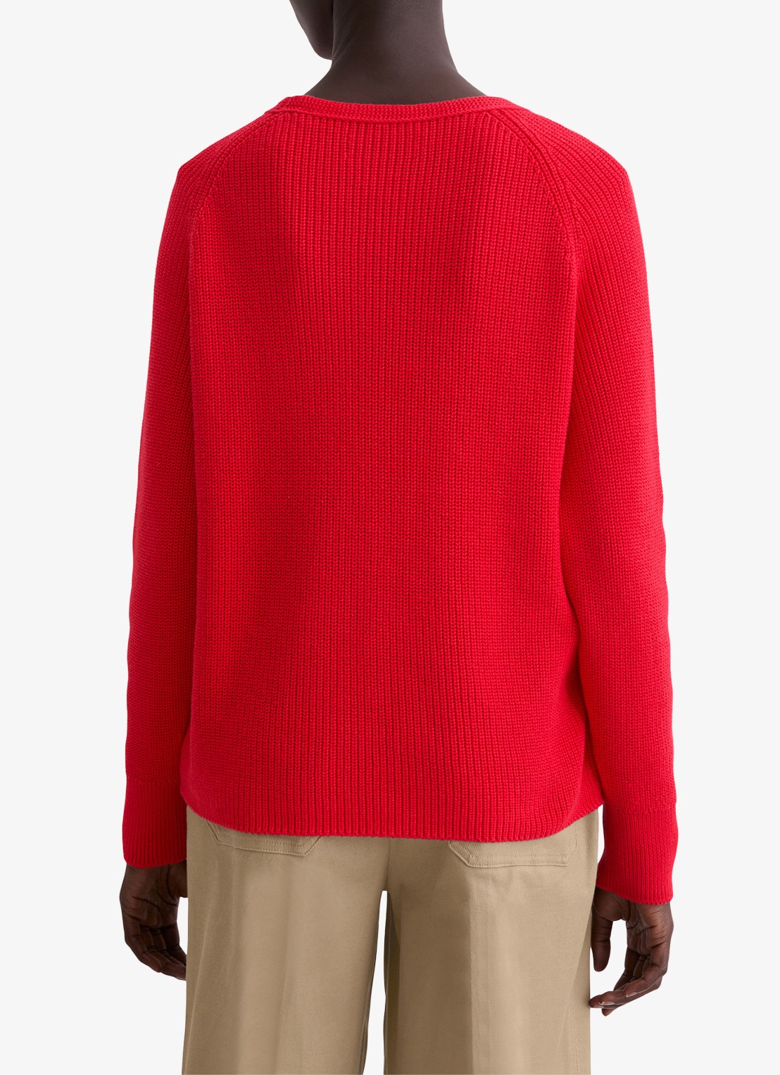 Marc O'Polo Ribgebreide pullover van katoen - achterkant 5 vuurrood