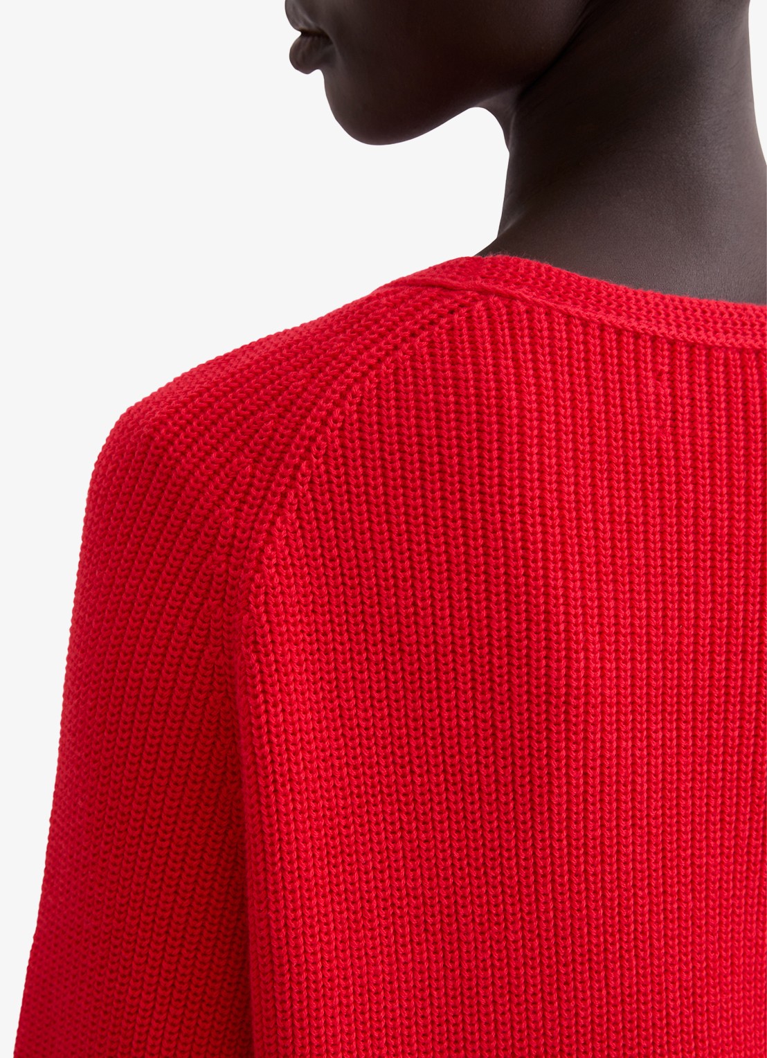Marc O'Polo Ribgebreide pullover van katoen - detail 2 vuurrood