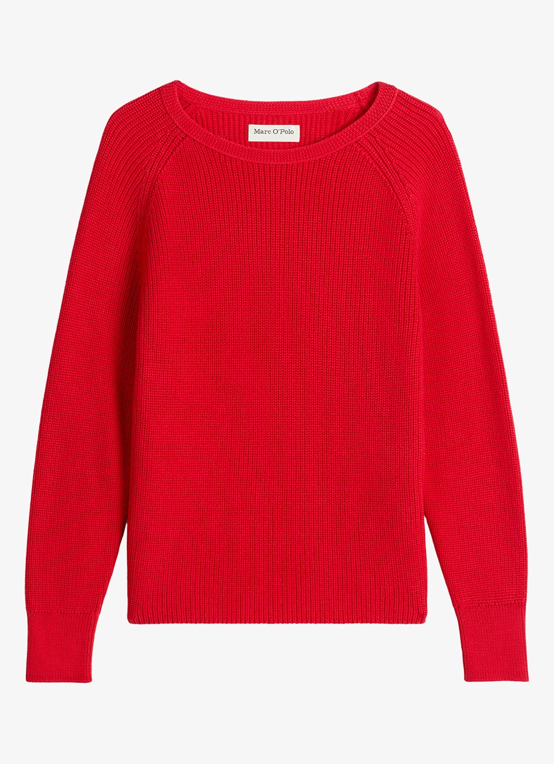 Marc O'Polo Ribgebreide pullover van katoen - voorkant 3 vuurrood