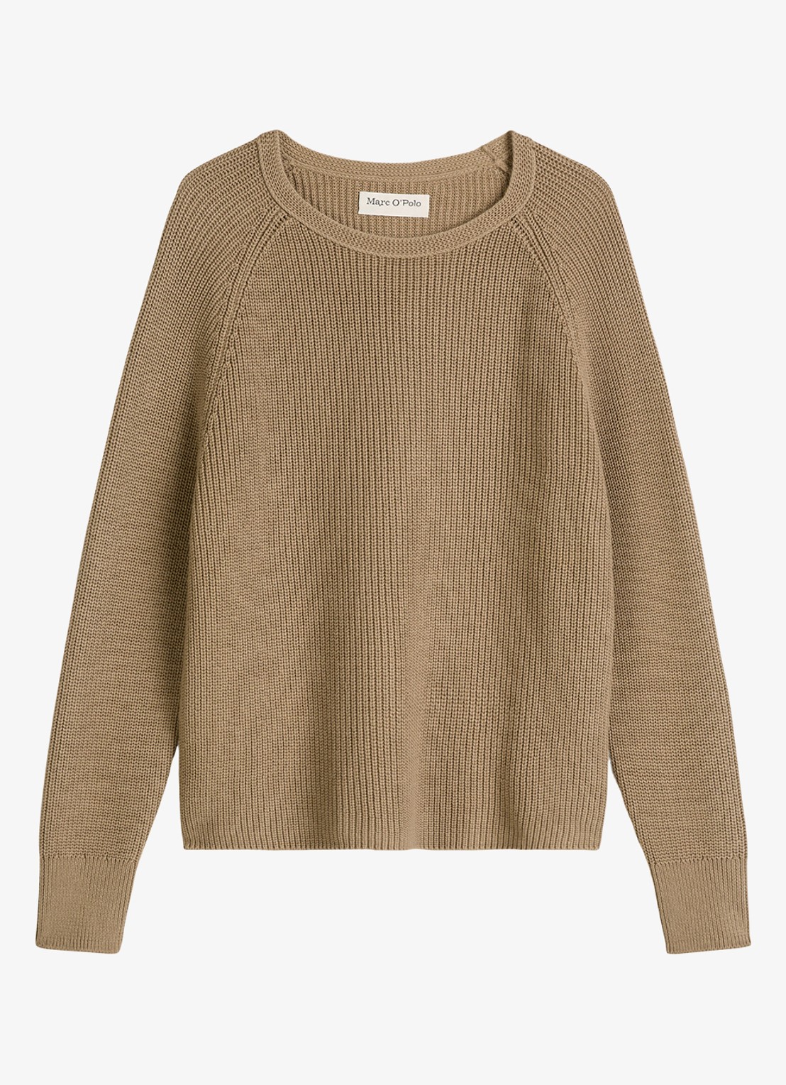 Marc O'Polo Ribgebreide pullover van katoen - voorkant 4 camel