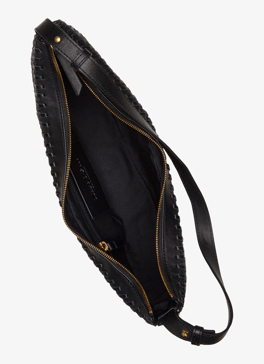 Marc O'Polo Schoudertas met details van leer - detail 5 black / zwart