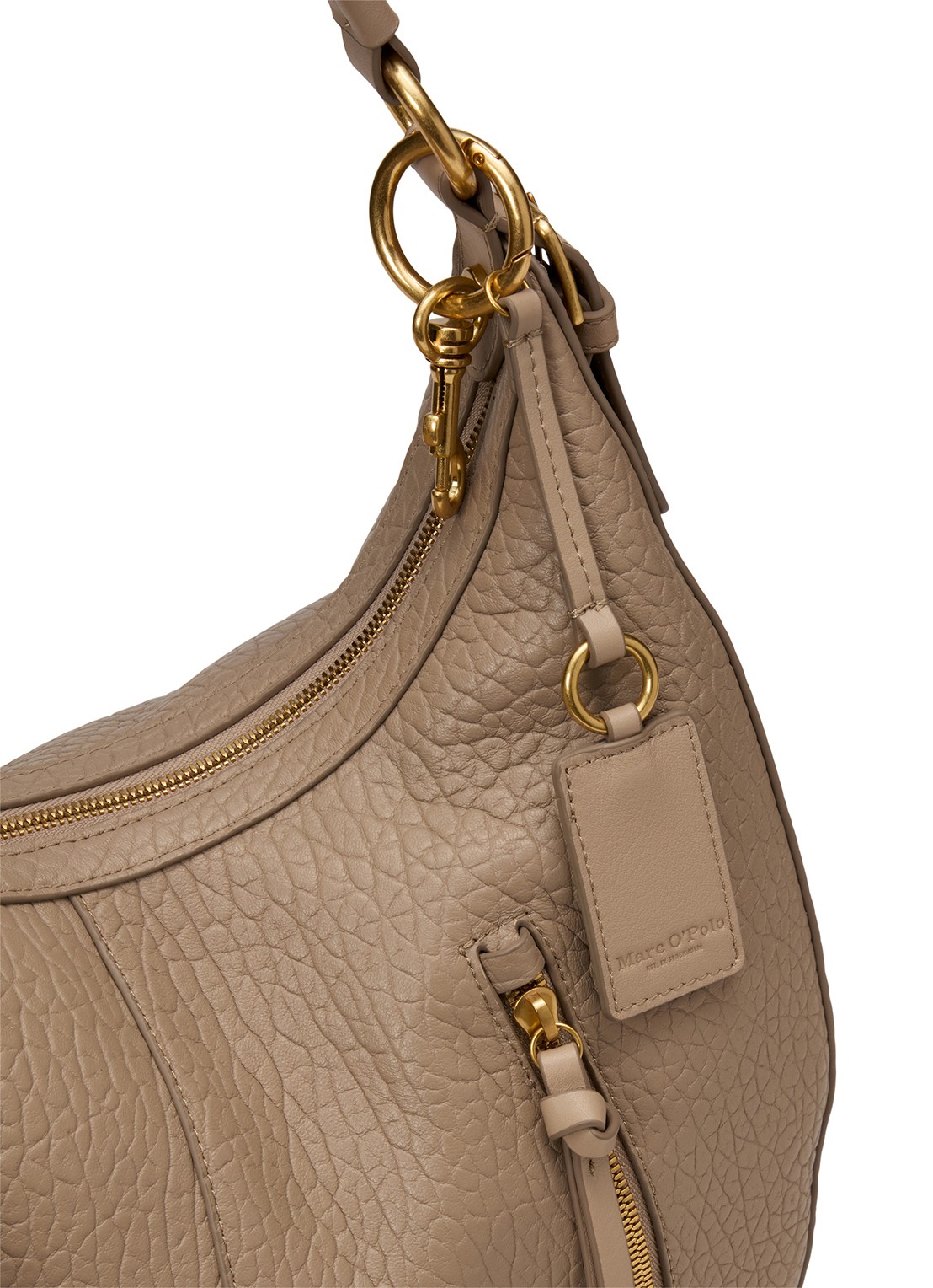 Marc O'Polo Schoudertas van leer met afneembare schouderriem - detail 4 taupe