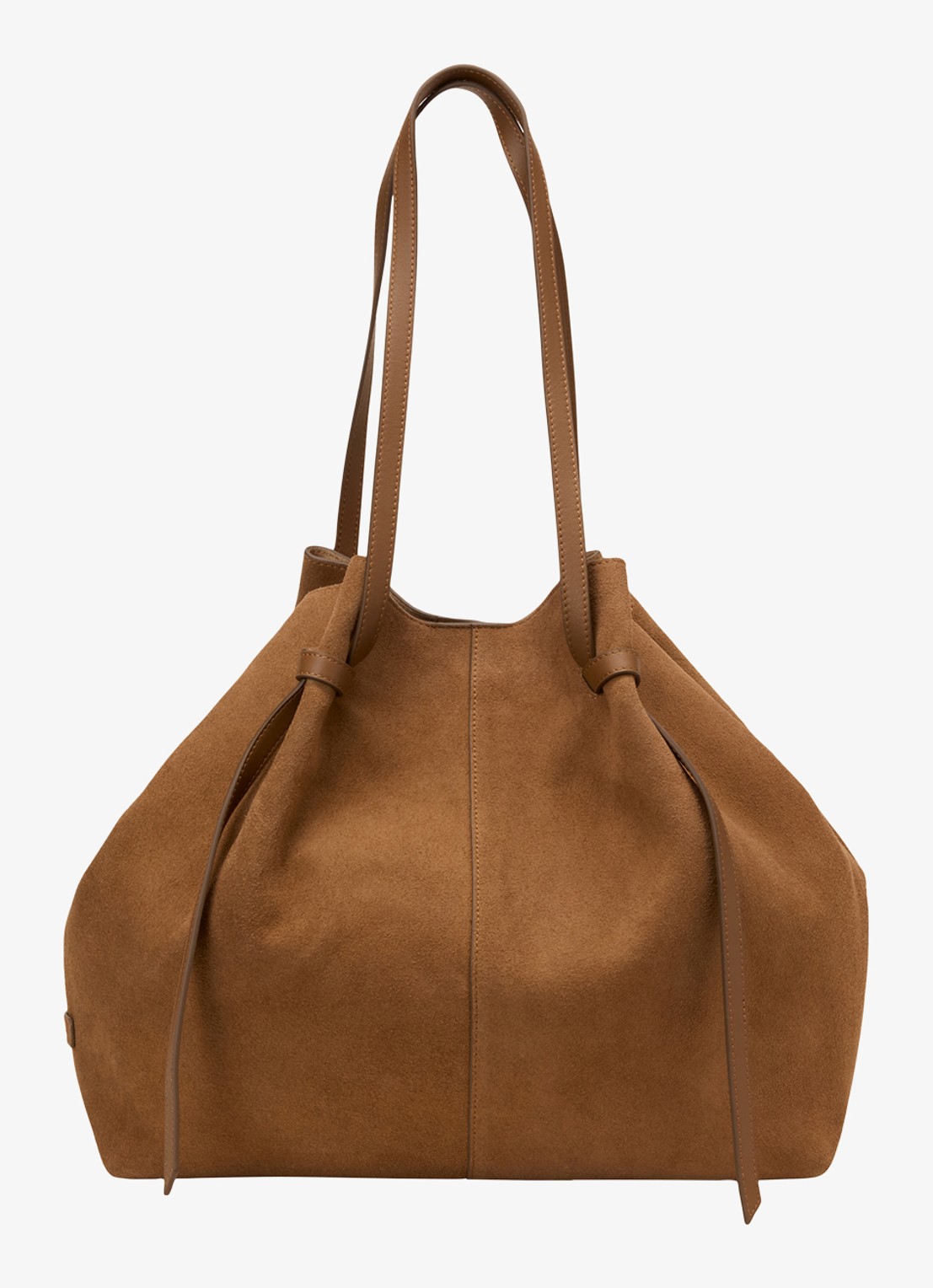 Marc O'Polo Schoudertas van leer met logo - voorkant 5 cognac