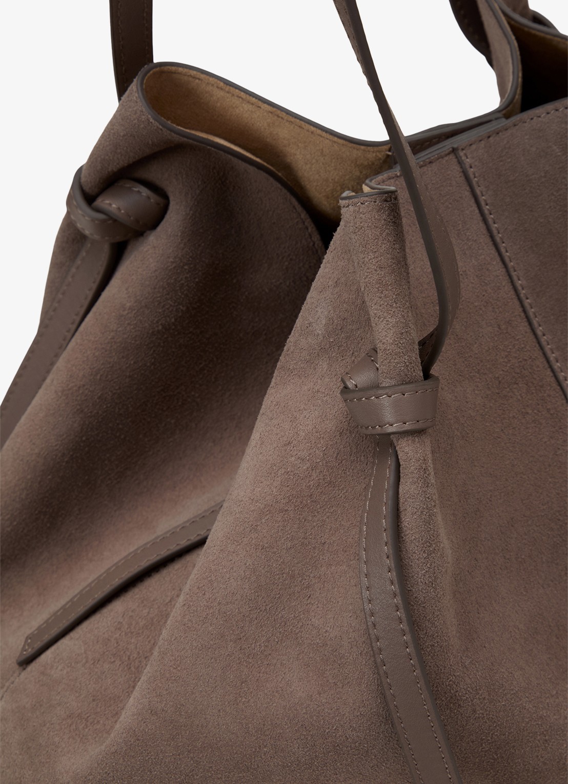 Marc O'Polo Schoudertas van leer met logo - detail 3 donkerbruin