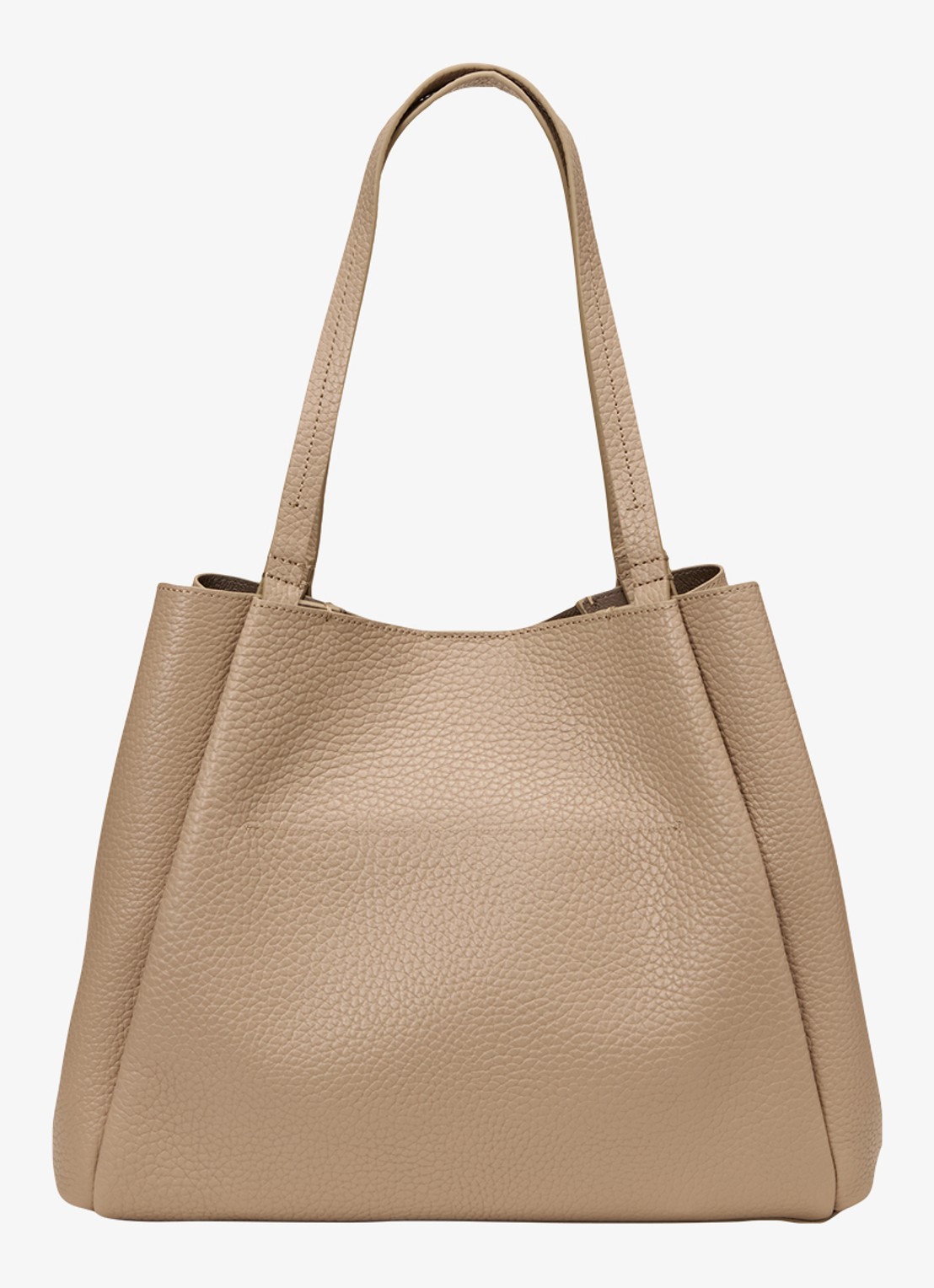 Marc O'Polo Schoudertas van leer met logo - detail 3 beige