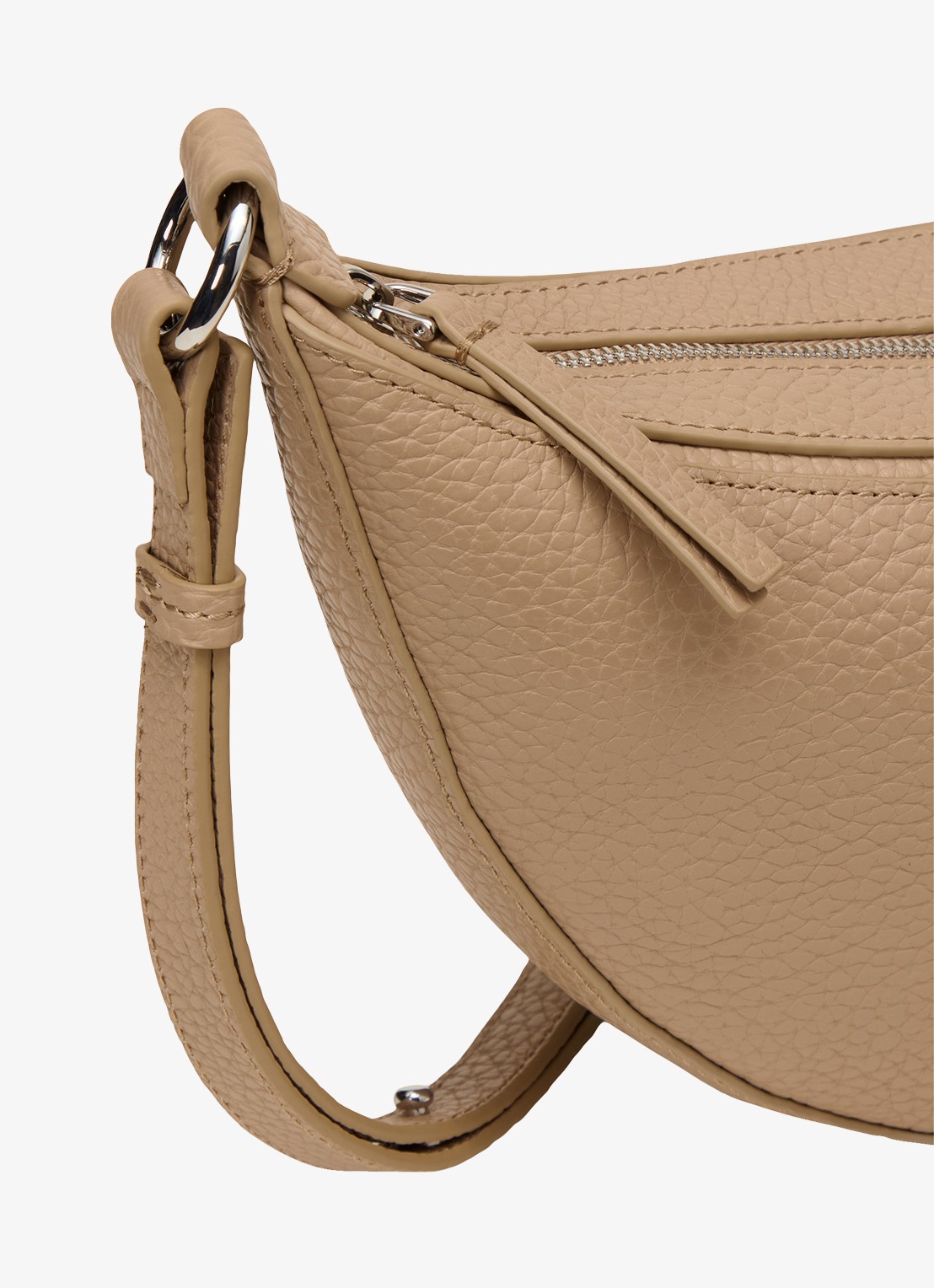 Marc O'Polo Schoudertas van leer met structuur - detail 3 taupe