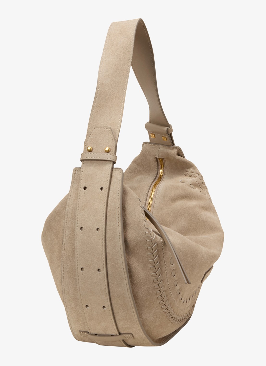 Marc O'Polo Schoudertas van suède  met verstelbare schouderriem - detail 3 earthy taupe / beige