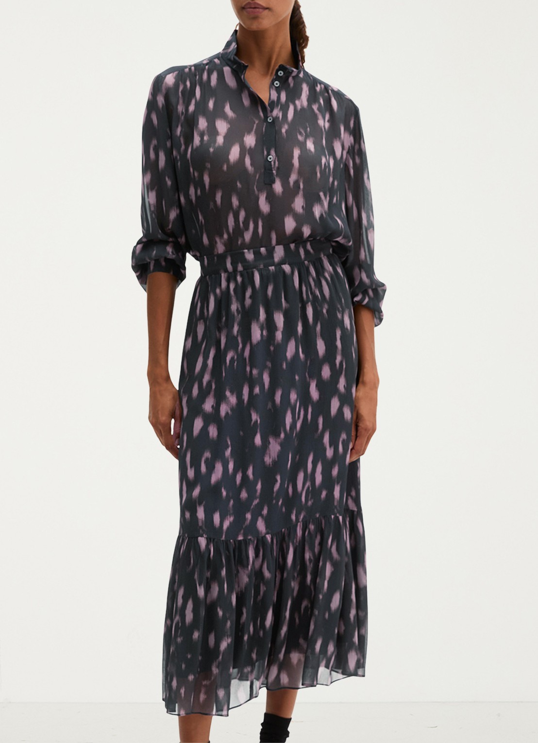 Marc O'Polo Semi-transparante tuniek met print - detail roze