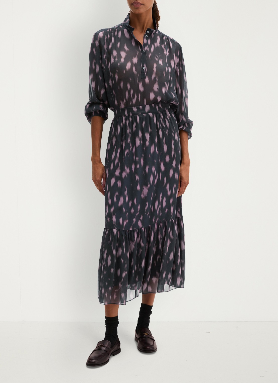 Marc O'Polo Semi-transparante tuniek met print - voorkant 4 roze