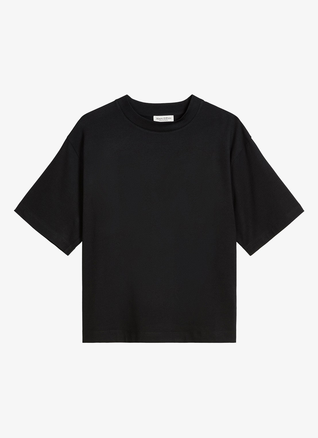 Marc O'Polo Shirt in katoenblend met ronde hals - voorkant black / zwart