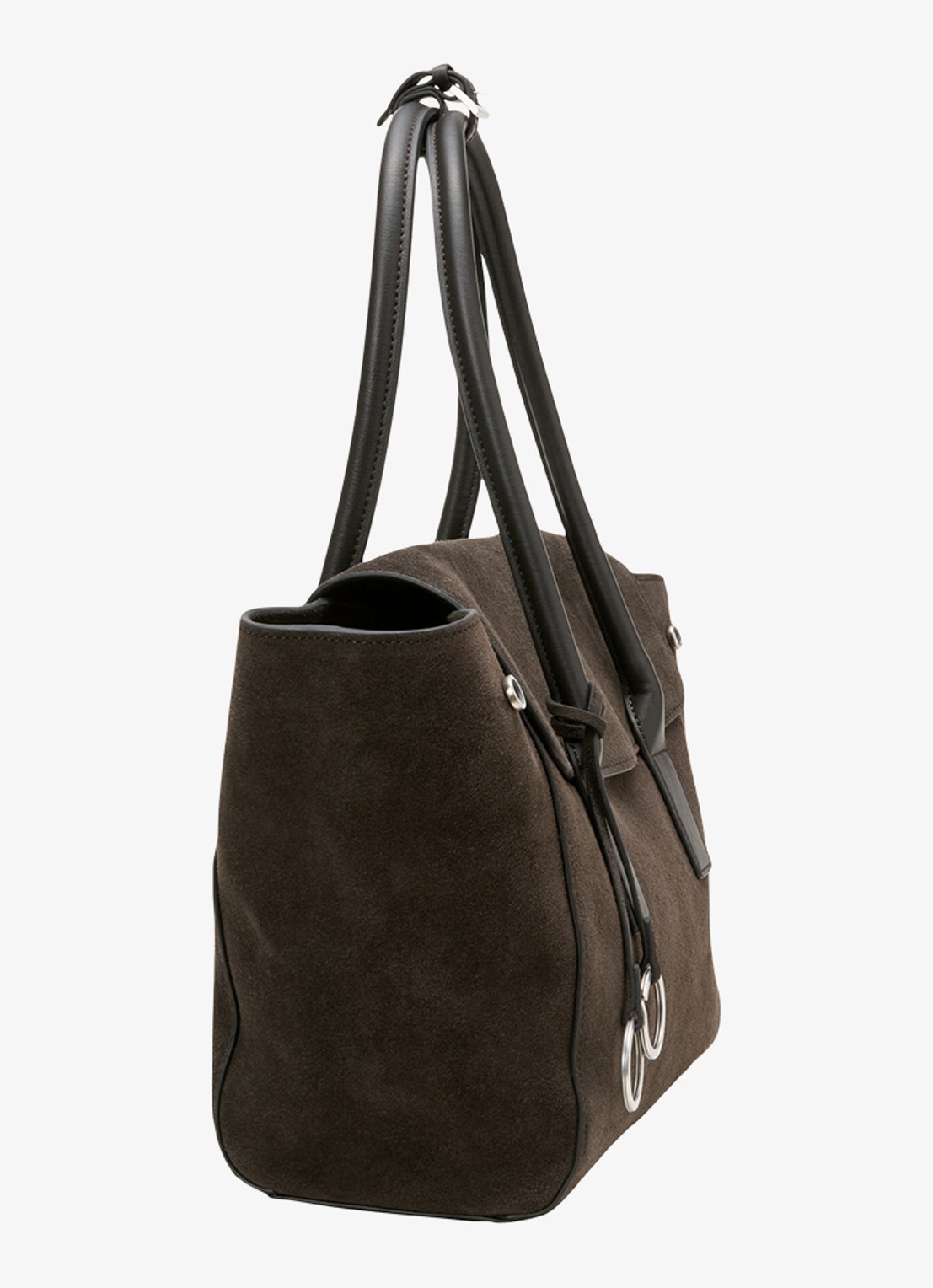 Marc O'Polo Shopper van leer - detail donkerbruin