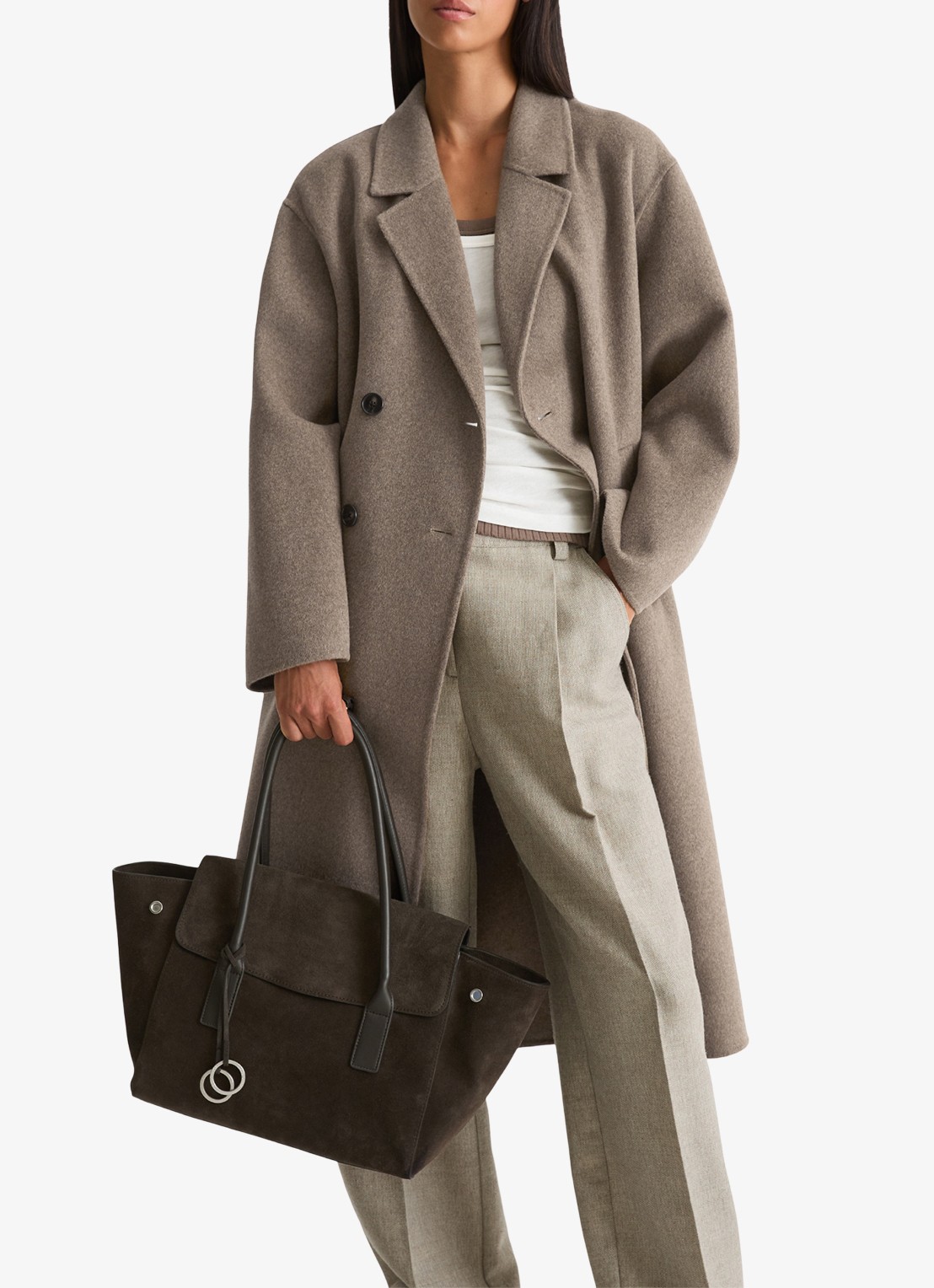 Marc O'Polo Shopper van leer - voorkant 6 donkerbruin