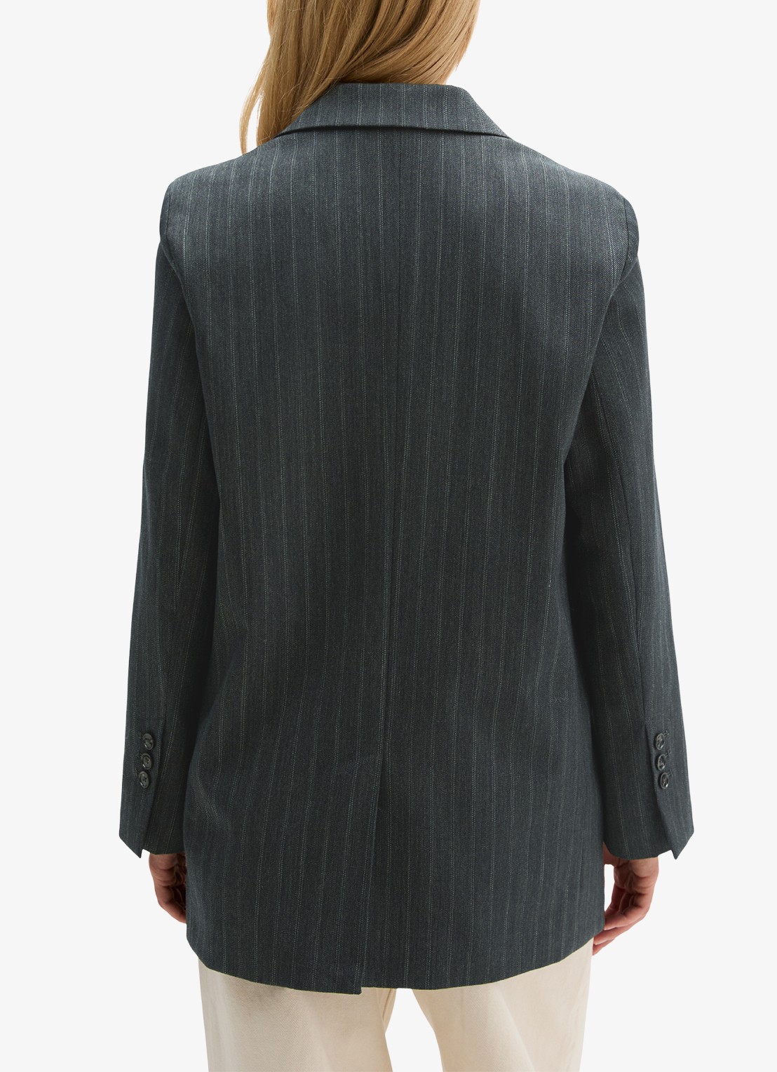 Marc O'Polo Single-breasted blazer in wolblend - achterkant 3 donkergrijs