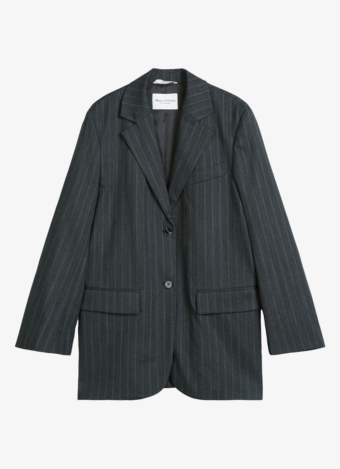 Marc O'Polo Single-breasted blazer in wolblend - voorkant 4 donkergrijs