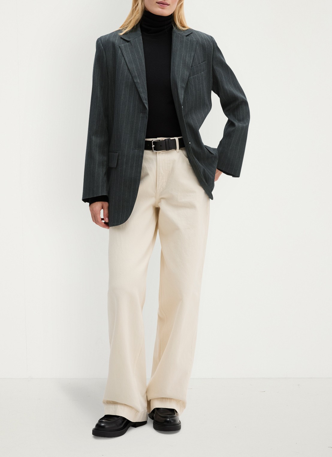 Marc O'Polo Single-breasted blazer in wolblend - voorkant 5 donkergrijs