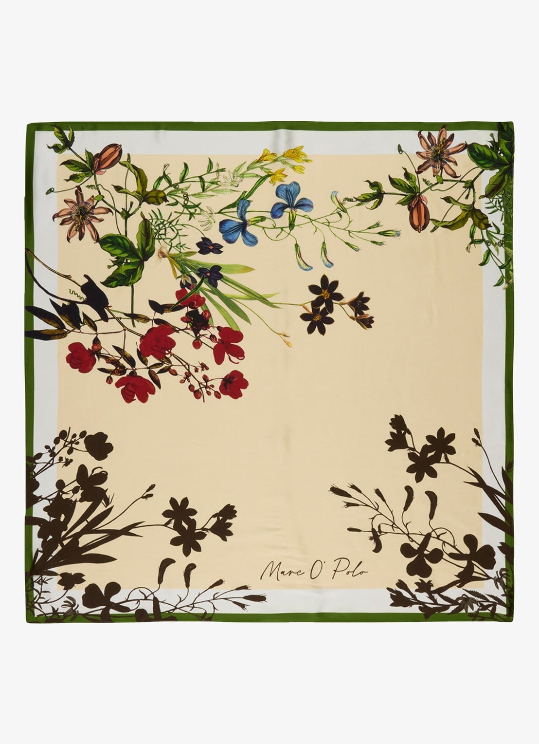 Marc O'Polo Sjaal met bloemenprint 85 cm x 85 cm - voorkant 3 light beige multi 04 / beige