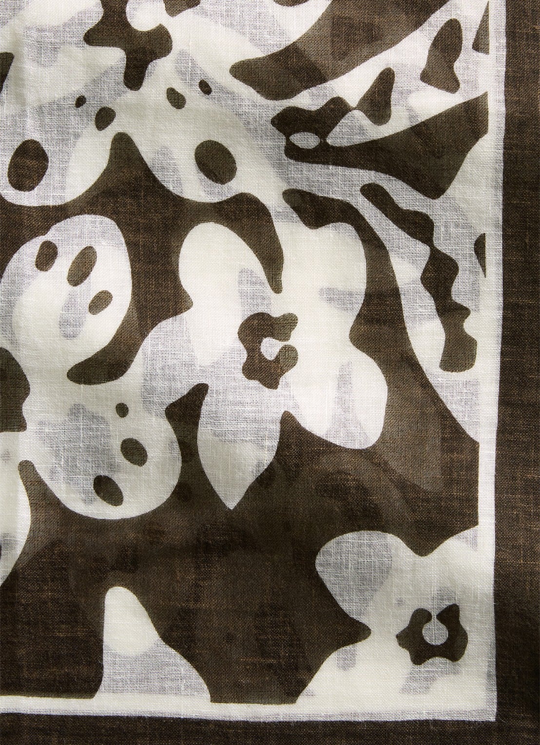 Marc O'Polo Sjaal met bloemenprint - detail 2 donkerbruin