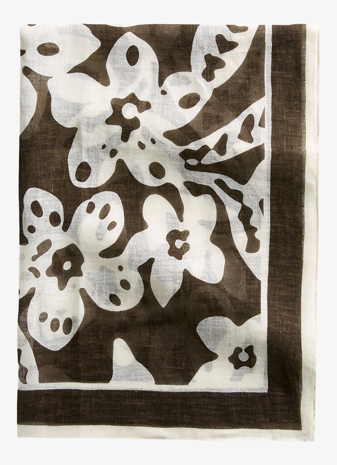 Marc O'Polo Sjaal met bloemenprint - voorkant 4 donkerbruin