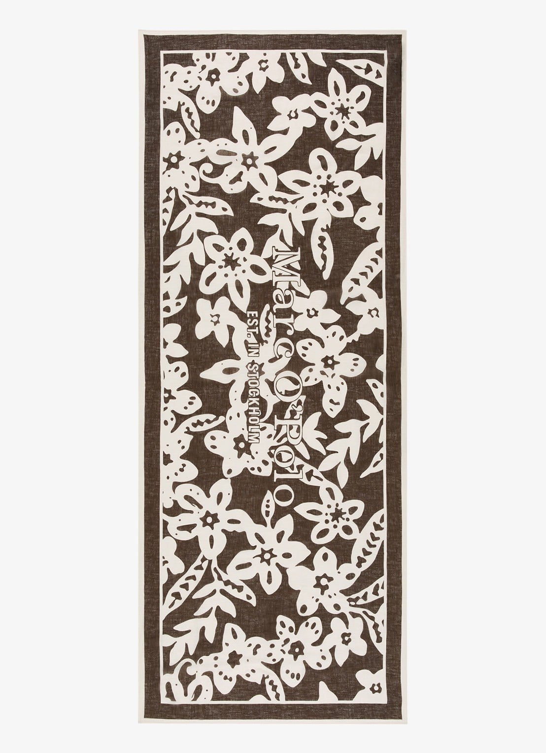 Marc O'Polo Sjaal met bloemenprint - voorkant 5 donkerbruin