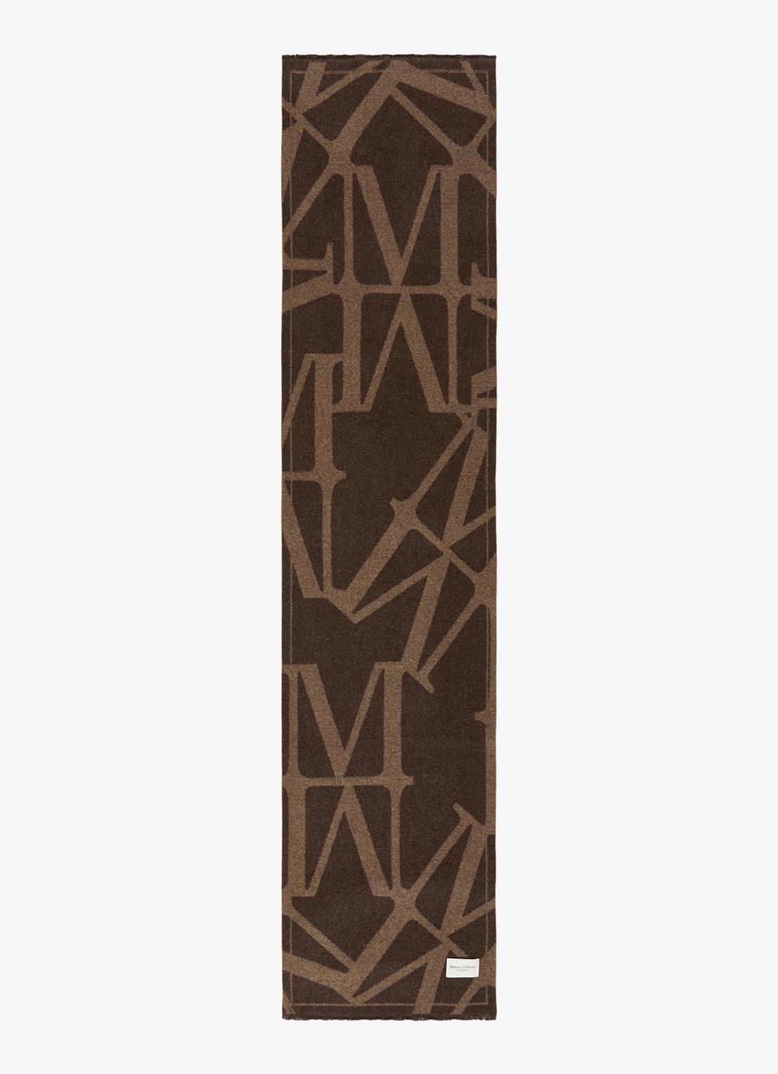Marc O'Polo Sjaal met logoprint - detail donkerbruin