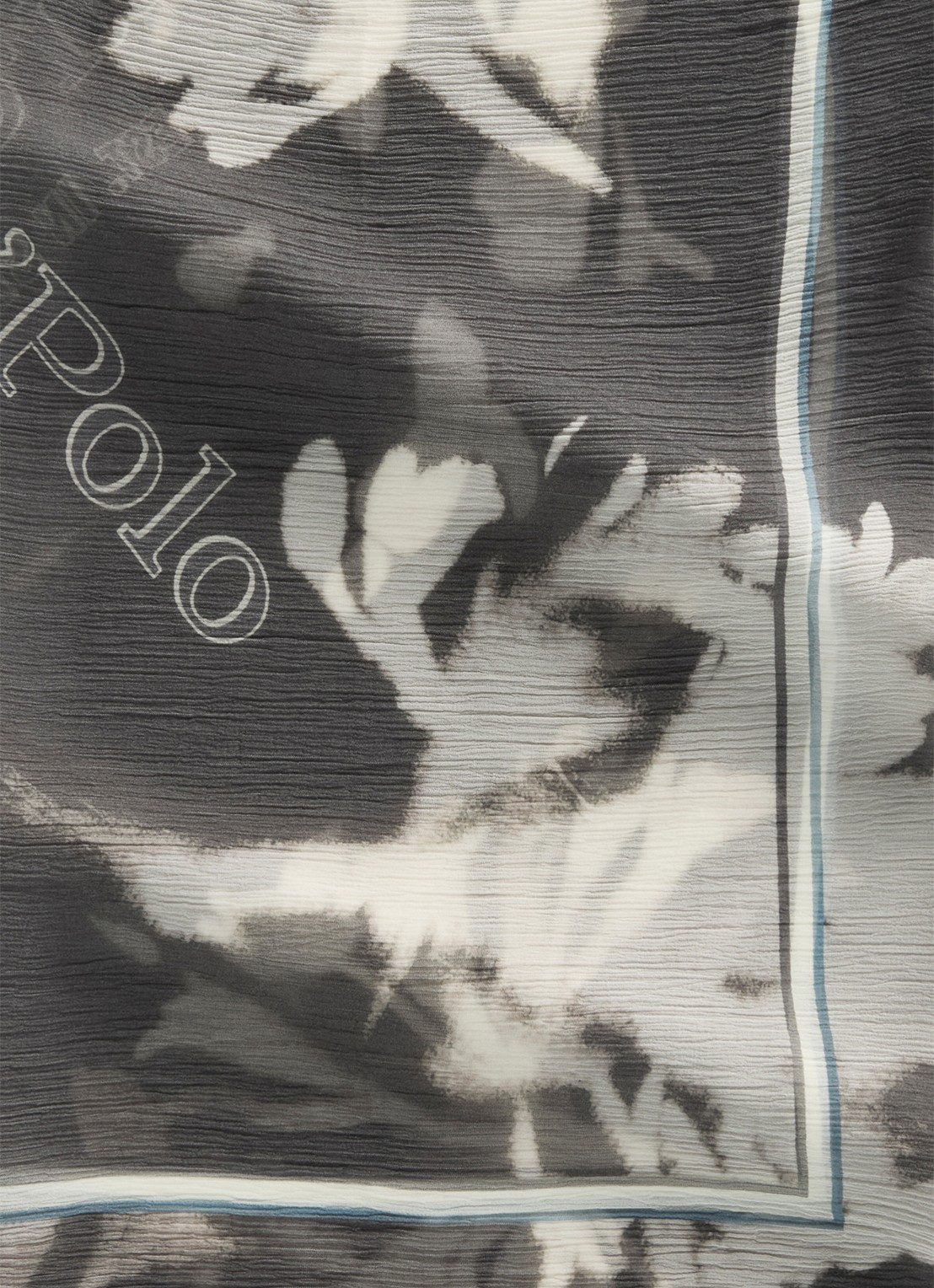 Marc O'Polo Sjaal met print - detail 2 dark grey_multi_02-0533 / grijs
