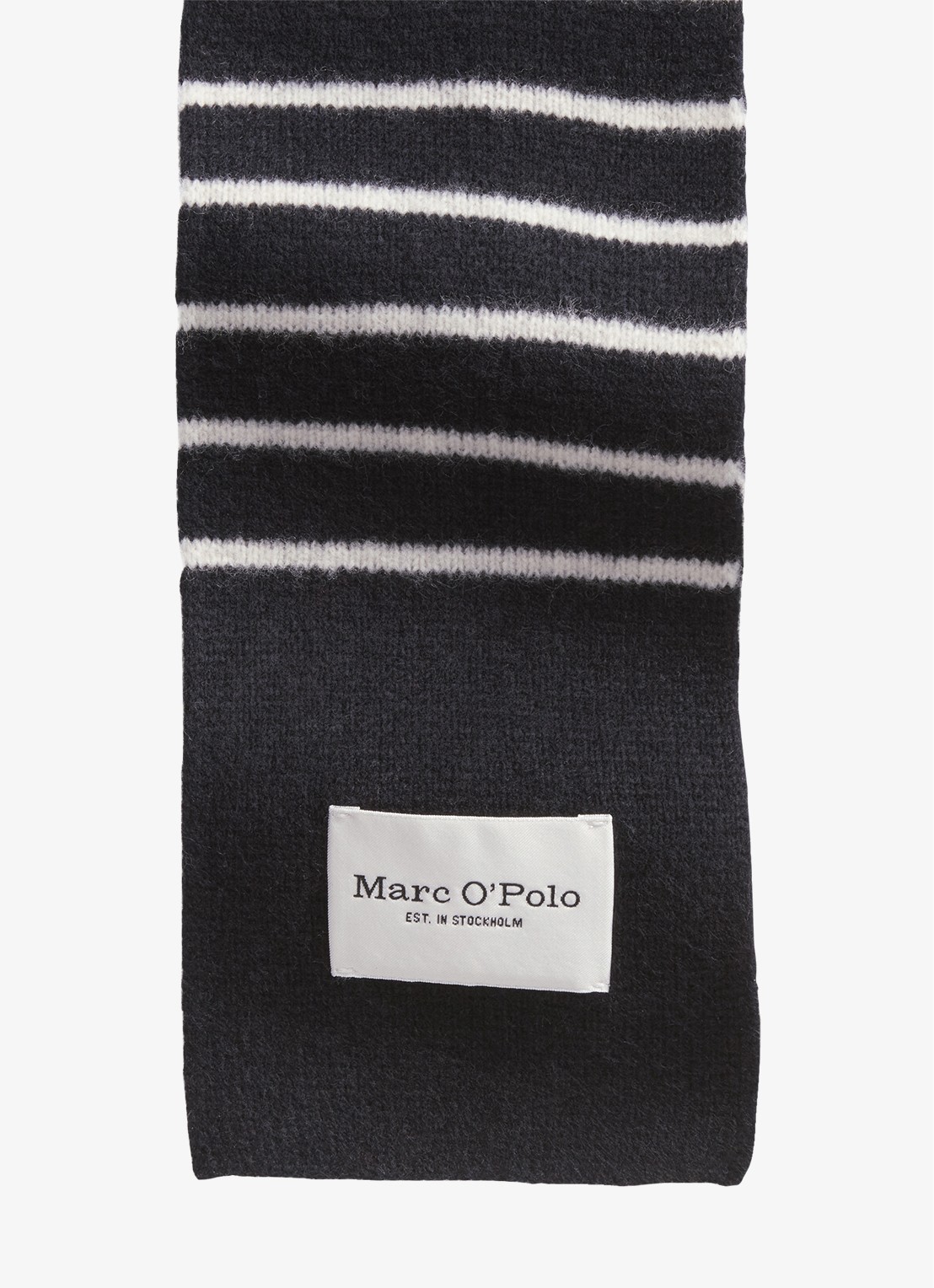 Marc O'Polo Sjaal met streepprint - detail 3 donkerblauw