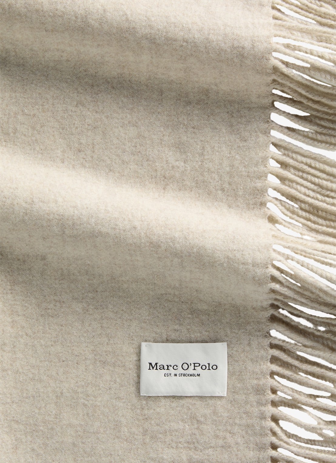 Marc O'Polo Sjaals van wol met franjes  - detail 3 beige