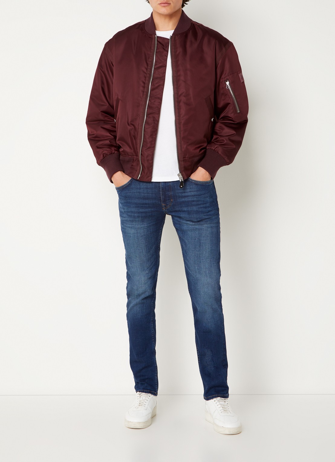 Marc O'Polo Skinny fit jeans met donkere wassing - voorkant 4 indigo