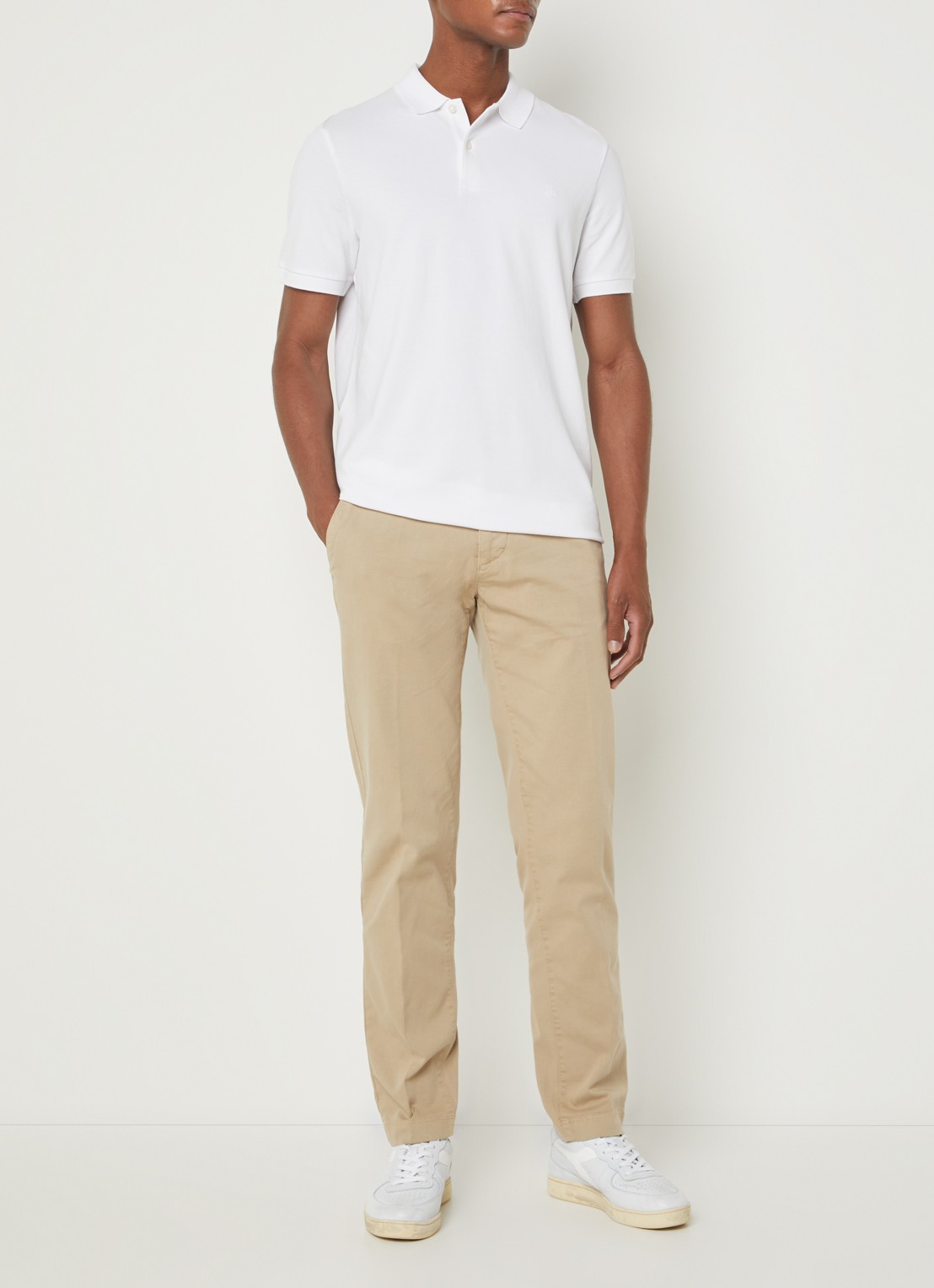 Marc O'Polo Stig shaped fit chino met stretch - voorkant 5 pure cashmere-111 / beige