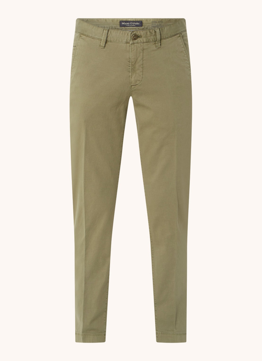 Marc O'Polo Stig shaped fit chino met stretch - voorkant 3 olive-465 / groen