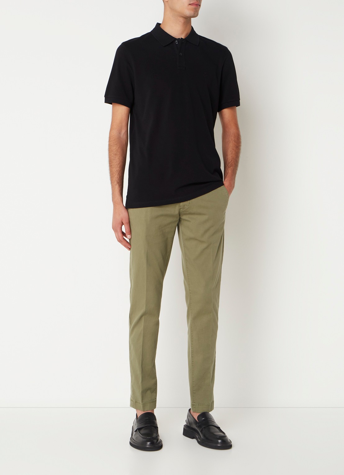 Marc O'Polo Stig shaped fit chino met stretch - voorkant 4 olive-465 / groen