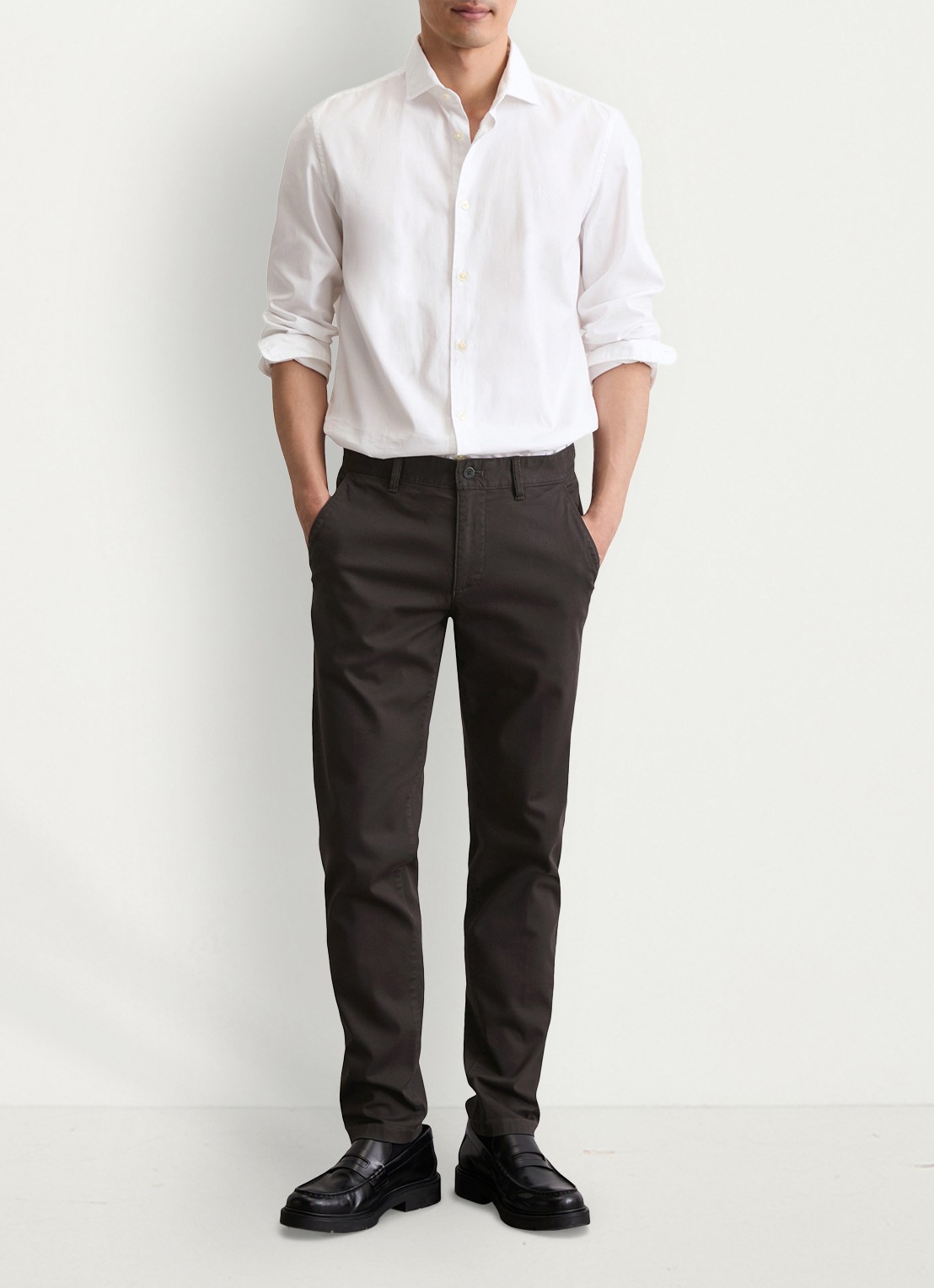 Marc O'Polo Stig shaped fit chino met stretch - voorkant 2 donkergrijs