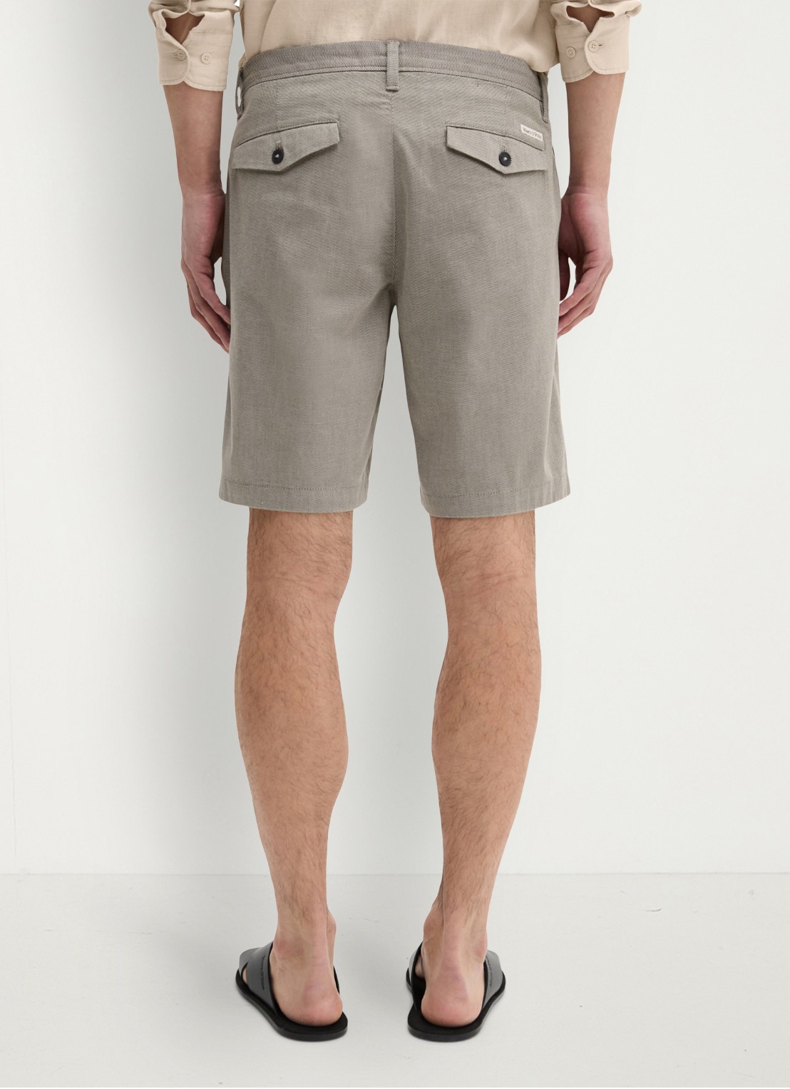 Marc O'Polo Straight fit korte broek met steekzakken - achterkant 6 black 48-0140 / grijs