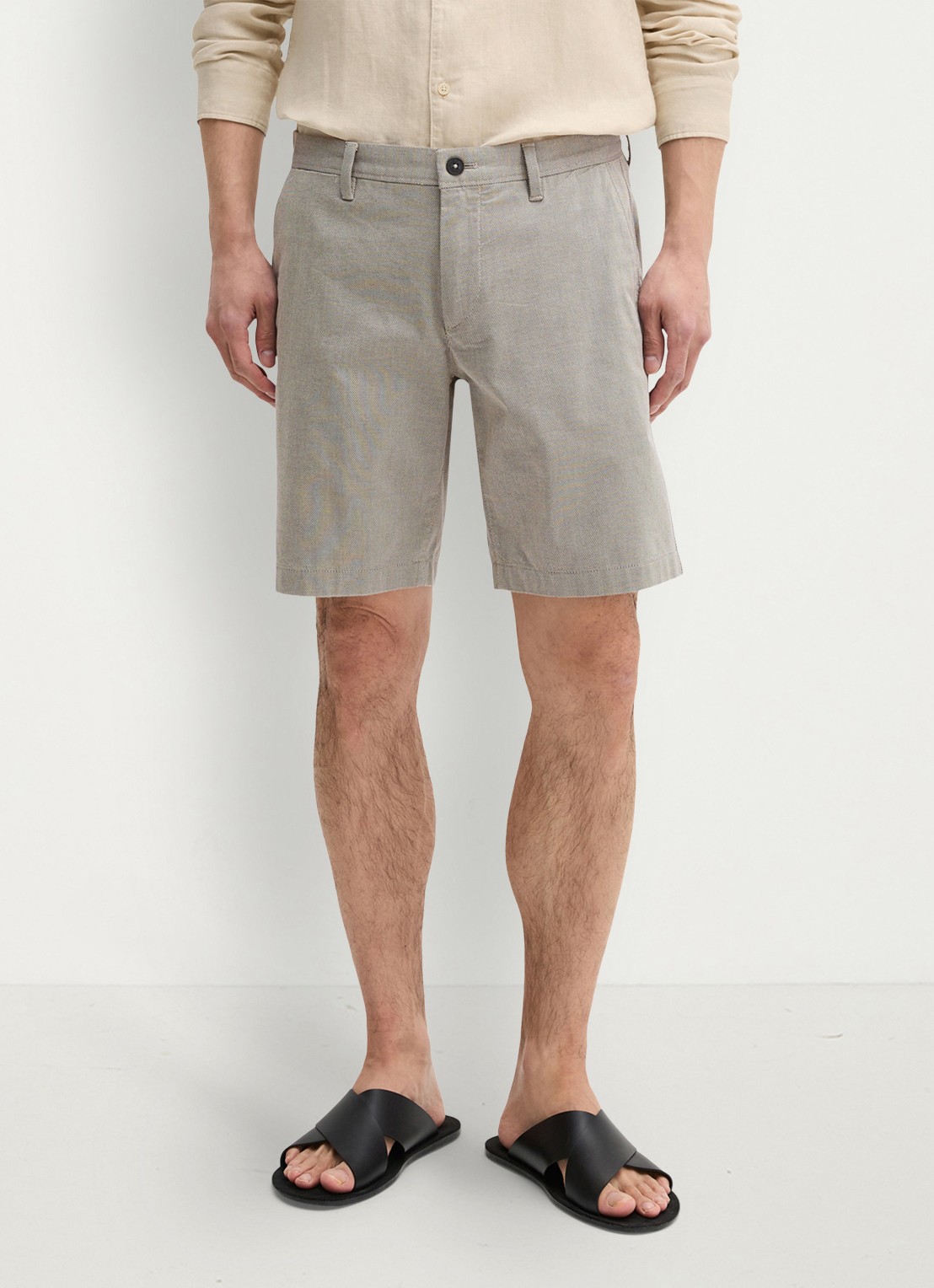 Marc O'Polo Straight fit korte broek met steekzakken - detail black 48-0140 / grijs