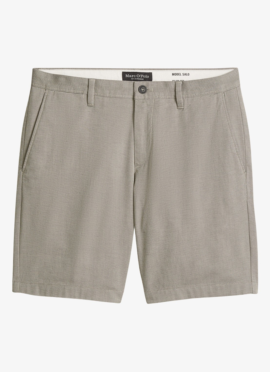 Marc O'Polo Straight fit korte broek met steekzakken - voorkant 3 black 48-0140 / grijs