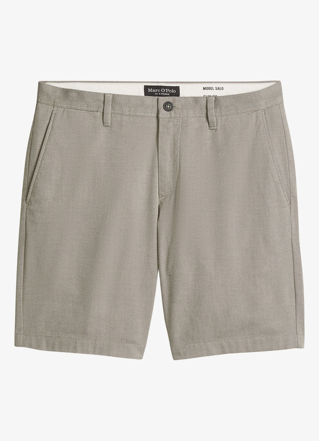 Marc O'Polo Straight fit korte broek met steekzakken - voorkant 5 black 48-0140 / grijs