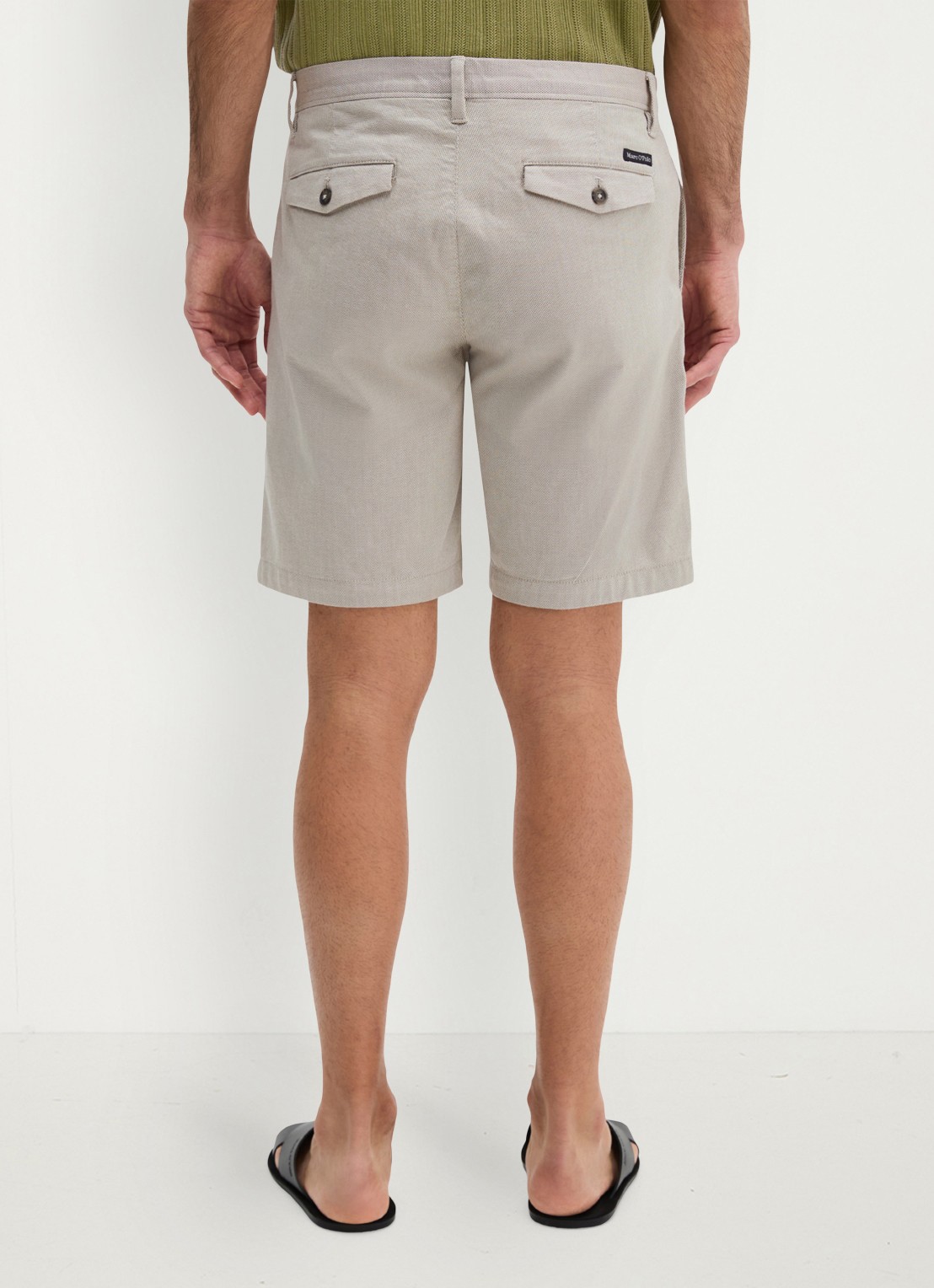 Marc O'Polo Straight fit korte broek met steekzakken - achterkant light green 34-4090 / beige