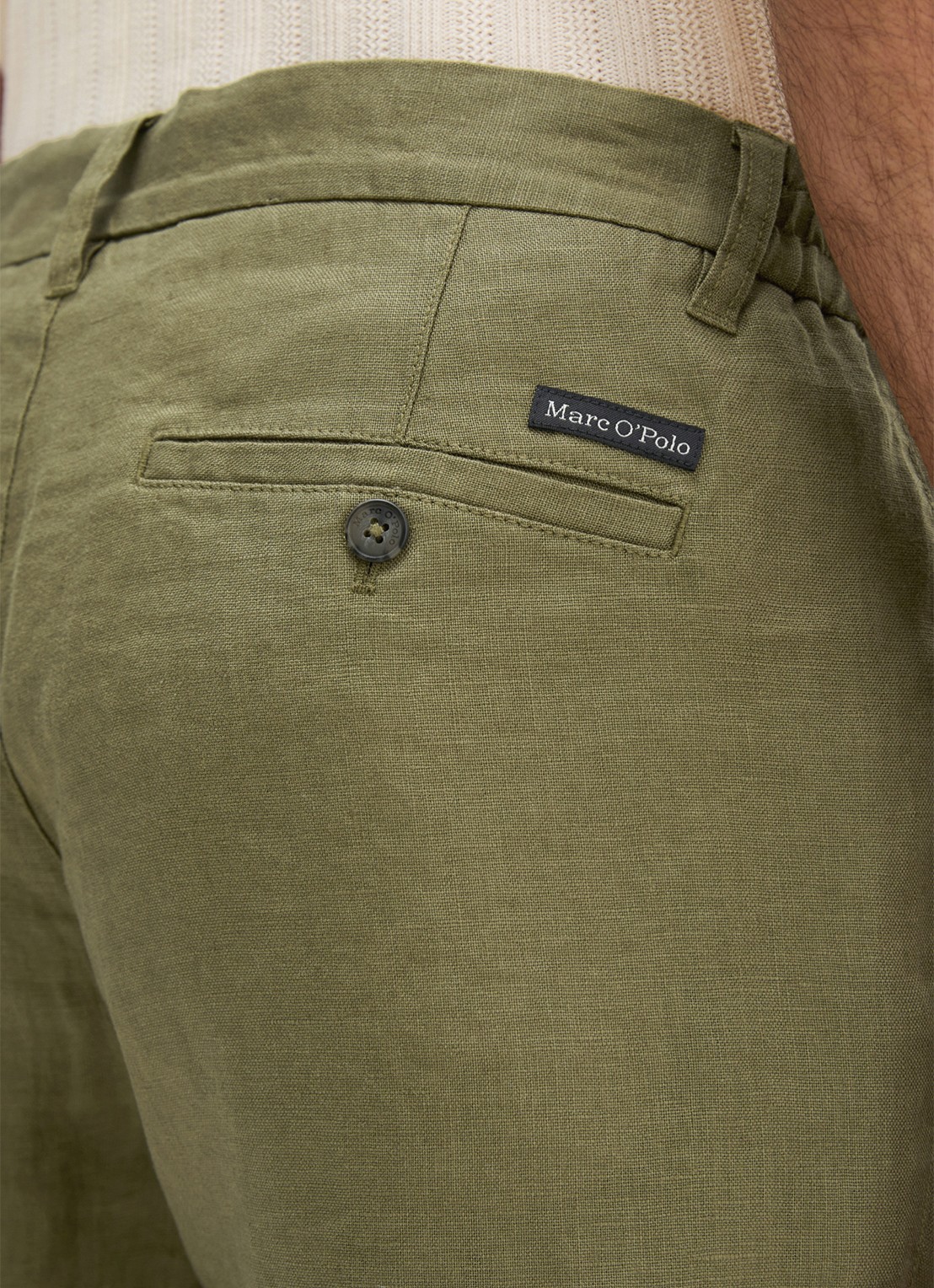 Marc O'Polo Straight fit korte broek van linnen - detail 3 fresh seaweed-2945 / groen